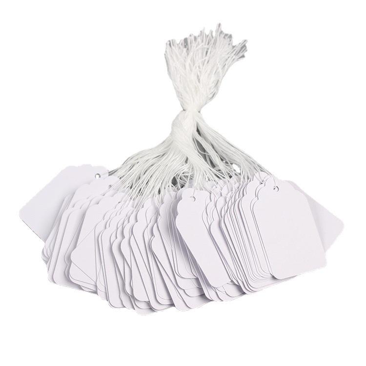 500-Pack Jewelry Paper Cards: Blank Cotton Thread Hang Tags for Handwriting and Pricing