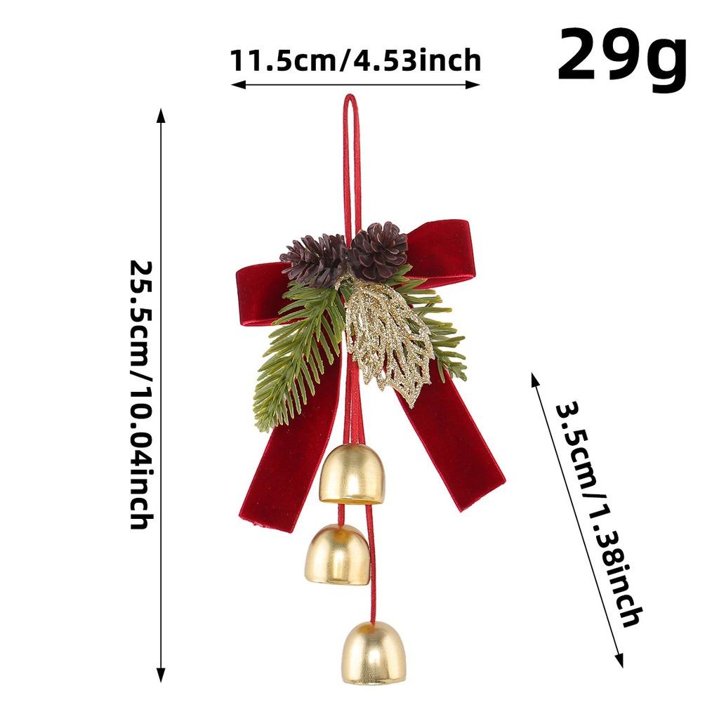 Semi-transparent PET Double Christmas Bells Hanging Ornament with Organza Bow, DIY Xmas Tree Decoration for Holiday Home Decor