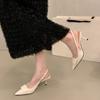 Fashion French Temperament High-heeled Sandals Women's Summer New Pointed Toe Shallow Mouth One-band Non-slip Stiletto Shoes