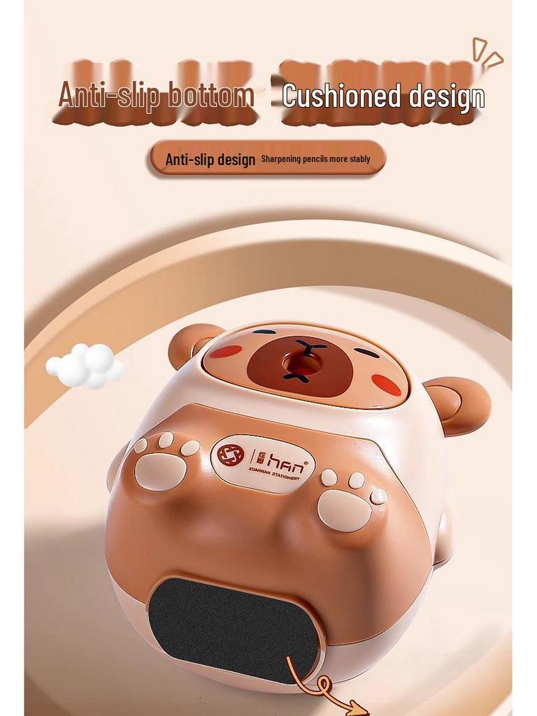 Capybara Cartoon Automatic Hand-Cranked Pencil Sharpener for Students