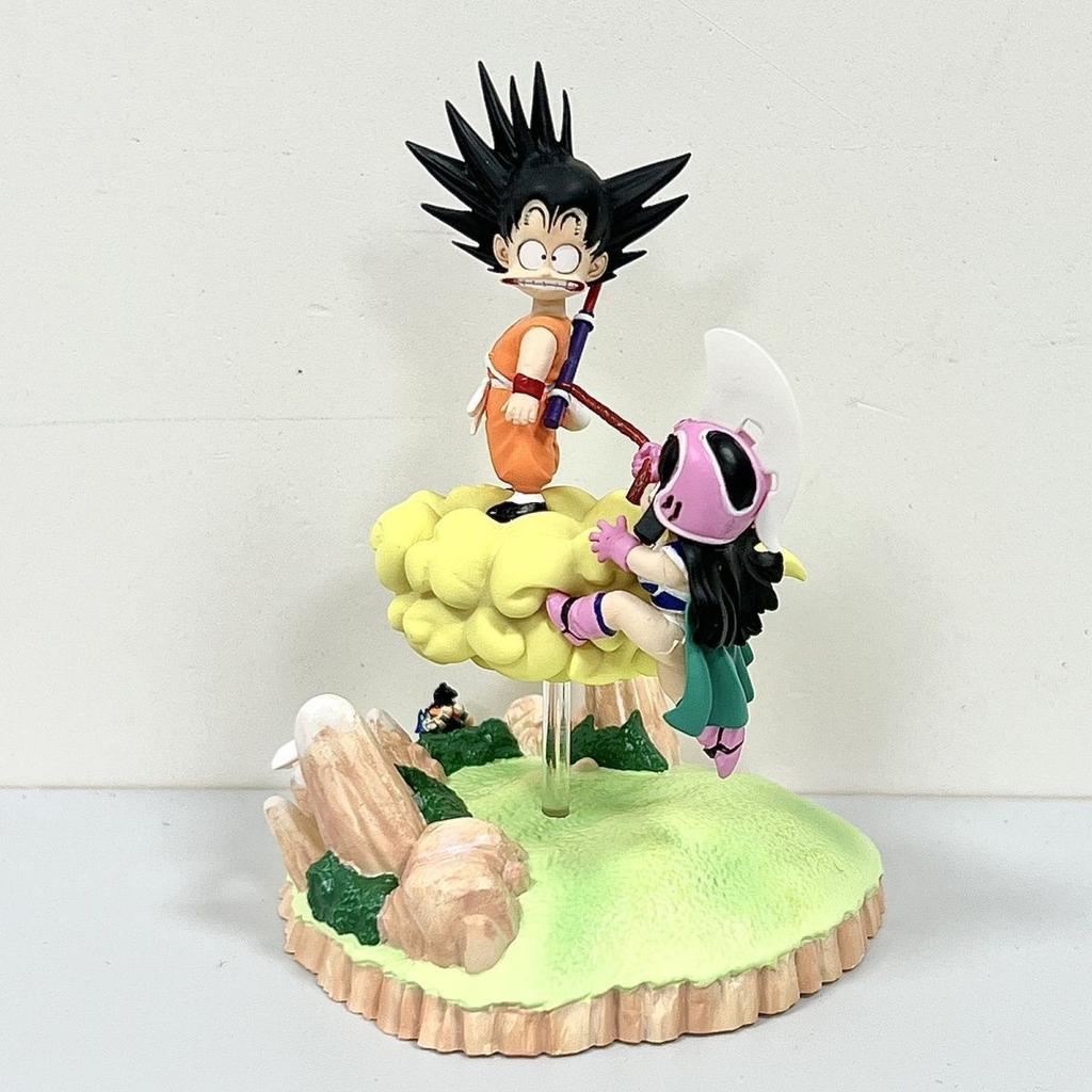 11CM Anime Dragon Ball Figure Son Goku Chichi Scene Anime Model Toy Doll Desktop Ornaments Action Figure PVC