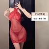 Original erotic underwear, sexy pure lace neck nightdress, large size perspective hip-wrapped free pajamas 1191