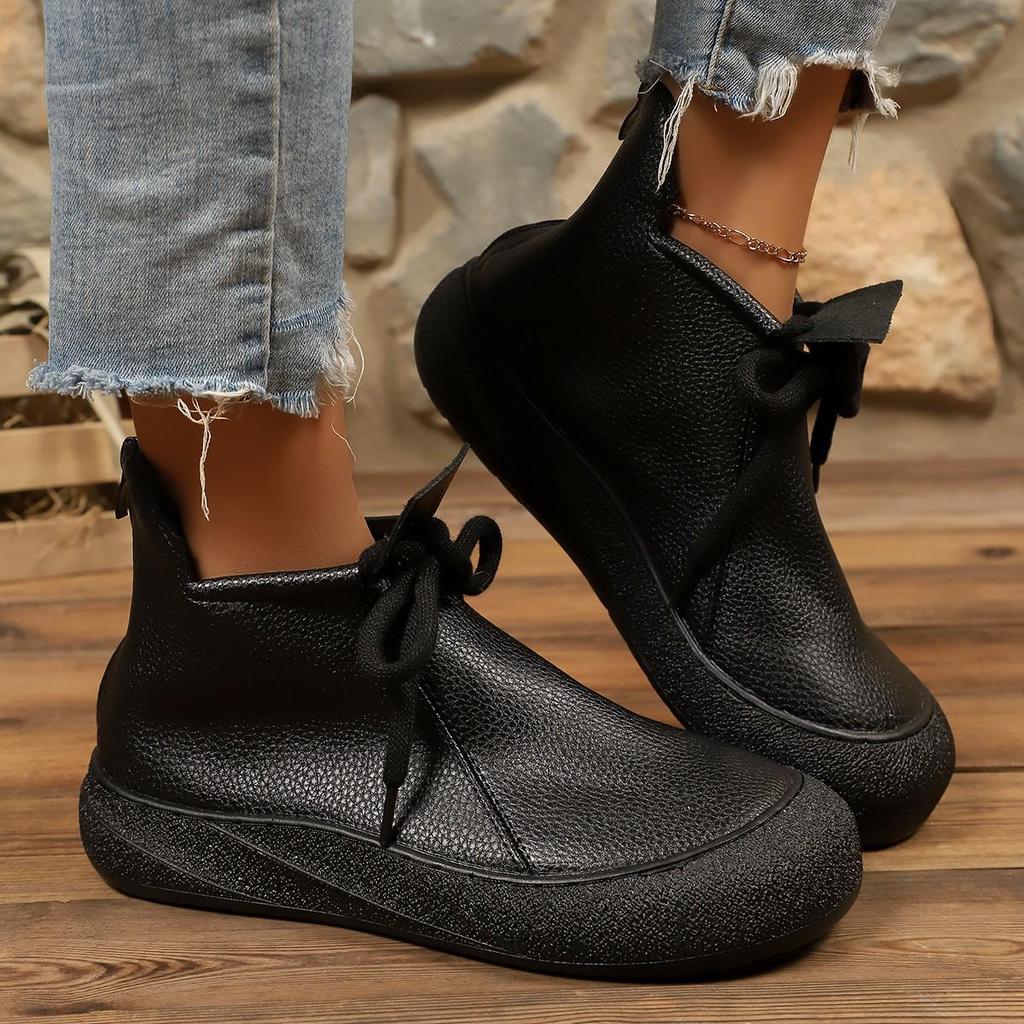 Damen Retro Kuhfell Stiefeletten - Weiches Leder, Rutschfeste Sohle, Bequem & Warm für Herbst und Winter