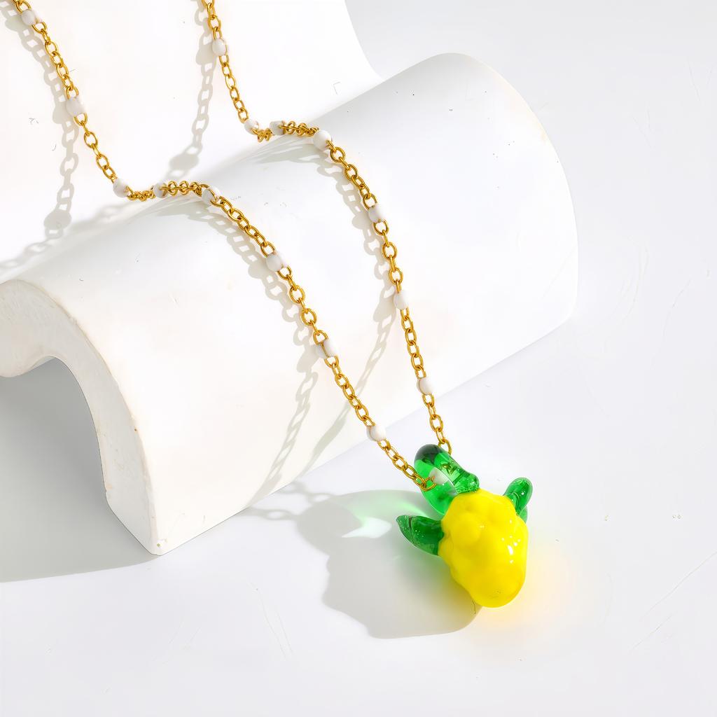 Color Dopamine Fruit Series Pendant Necklace Summer Niche Simple Versatile Do Not Fade