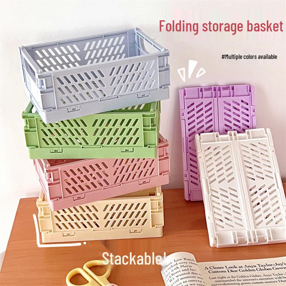 Foldable Desktop Storage Basket for Stationery and Books