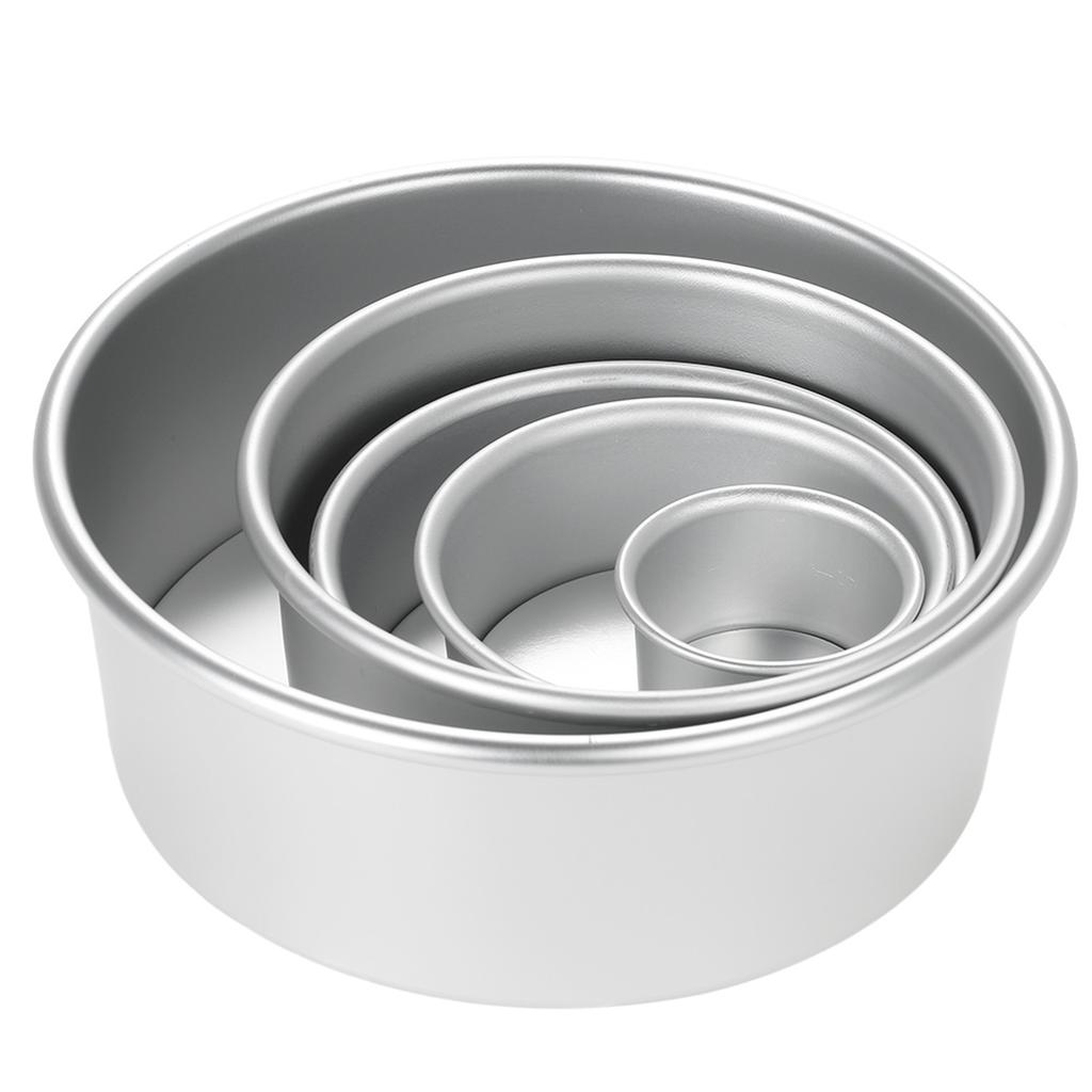 5pcs set Aluminum Alloy Round Cake Mould Chiffon Cake Baking Pan Pudding Cheesecake Mold Set with Removable Bottom