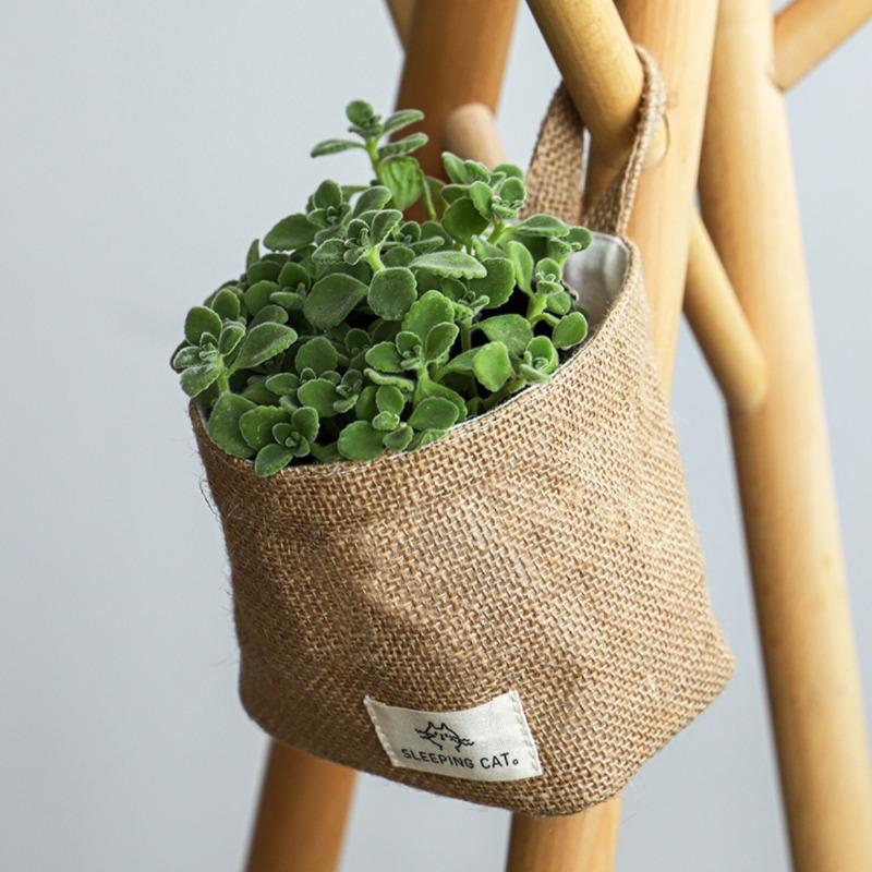 1pcs Cotton Linen Storage Basket Hanging Desktop Organizer for Cosmetics Keys & Sundries Home Storage Basket