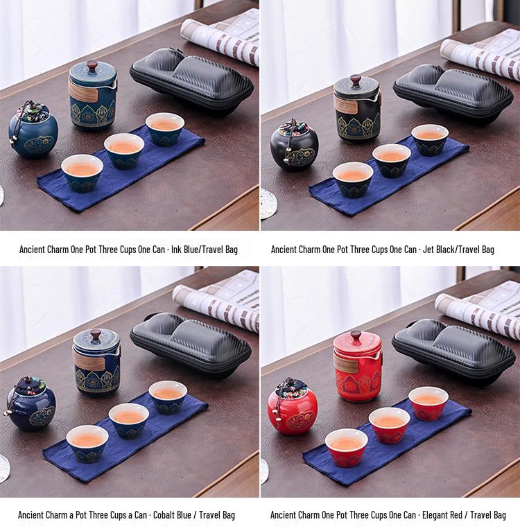 Portable Kung Fu Tea Set: One Pot, Three Cups - Perfect for Outdoor Quick-Serve and Business Gifts