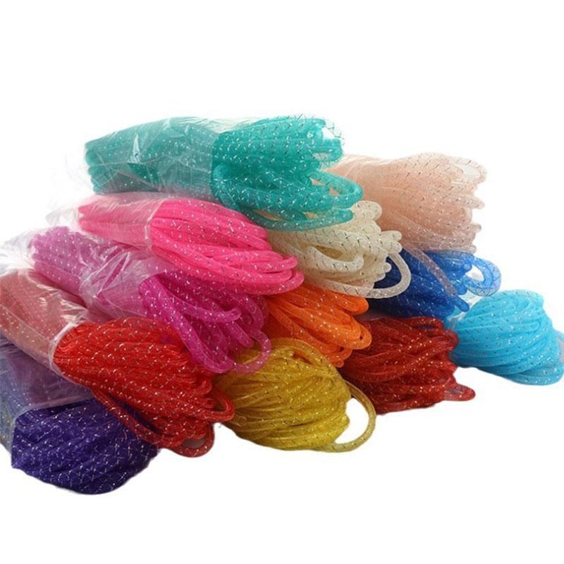 10m Colored Mesh Tube Rope 4mm 8mm Mesh Tubular Crinoline Tube Wedding Dress Skirt Clothing Mesh DIY Making Craft Accessories