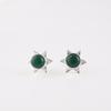 Green Onyx Cab Gemstone 925 Sterling Silver Jewelry Handmade Stud Earrings 0.44" EE-175-22