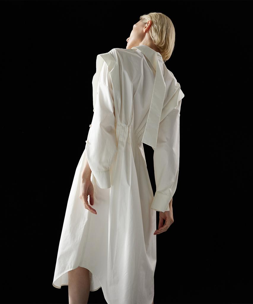 Meuameu Side Pleated Shirt Dress