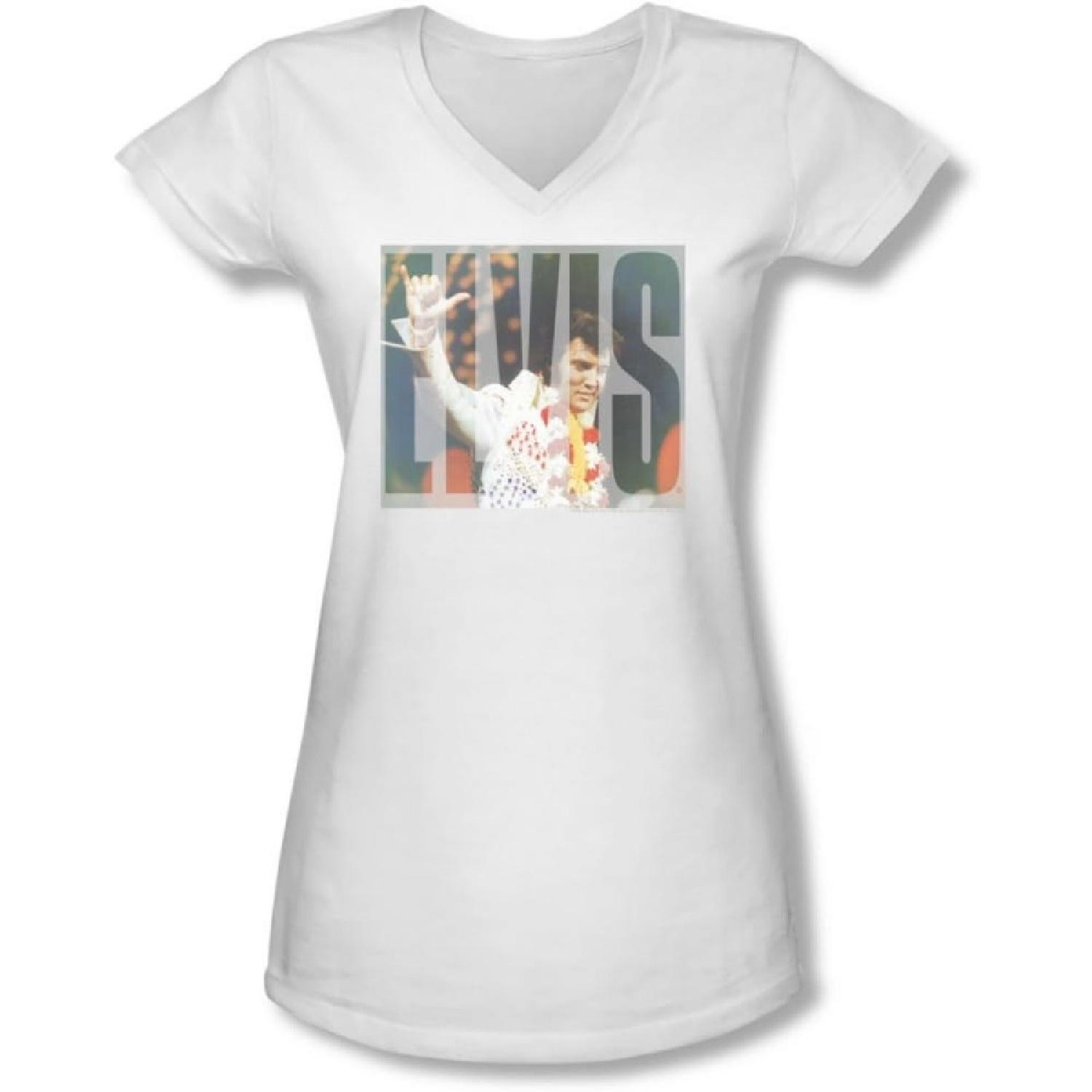 Elvis Presley - Juniors Aloha Knockout V-Neck T-Shirt S