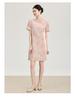 Nanyou Elegant Embroidered Jacquard Linen A-line Dress with Waist-cinching Short Sleeves for Spring/Summer Style