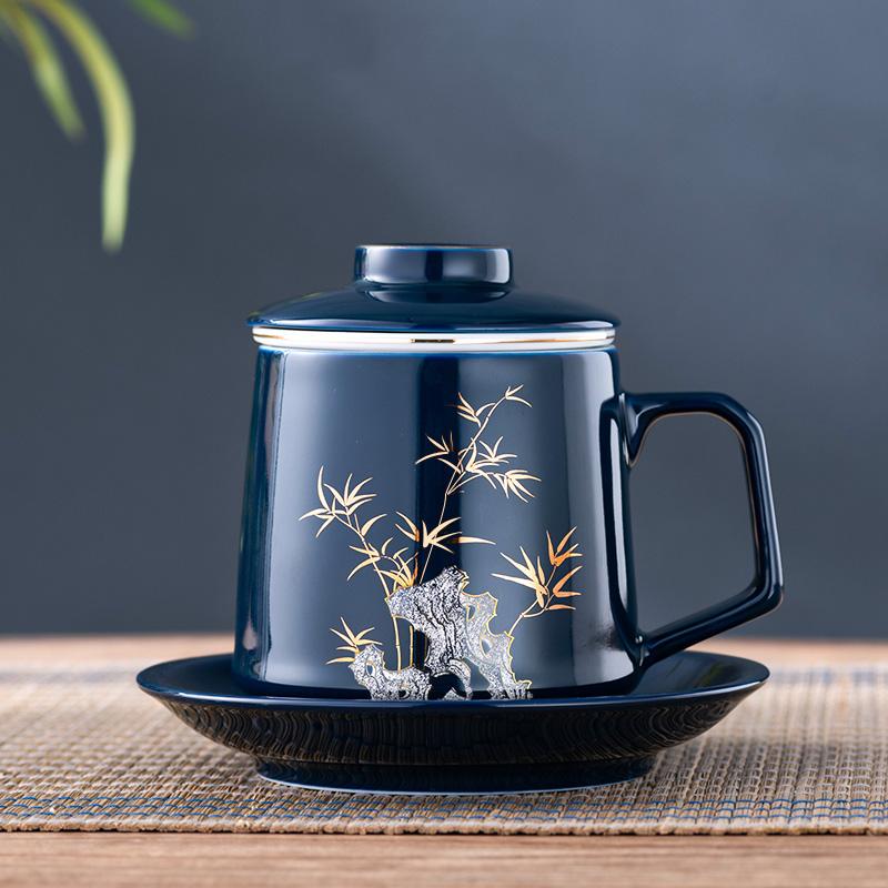 China Guofeng High-grade Heat-resistant Ceramic Tea Cup Tea Separation Cup Home Kung Fu Tea Set Personal Special