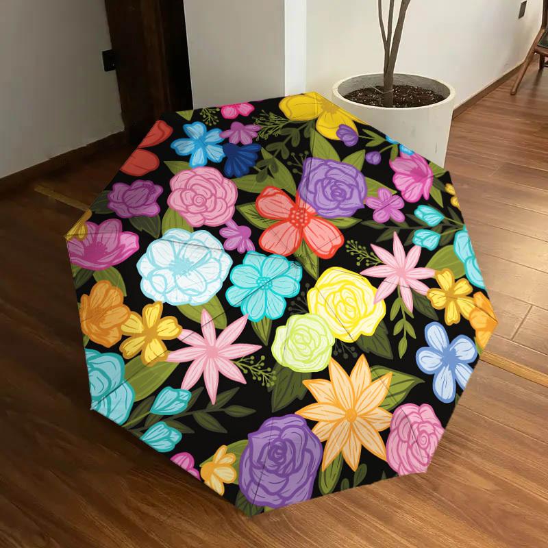 1pc flowers pattern Pattern Umbrella  Automatic Opening and Closing Umbrella, High quality Umbrella, Ideal Gift for Her 163