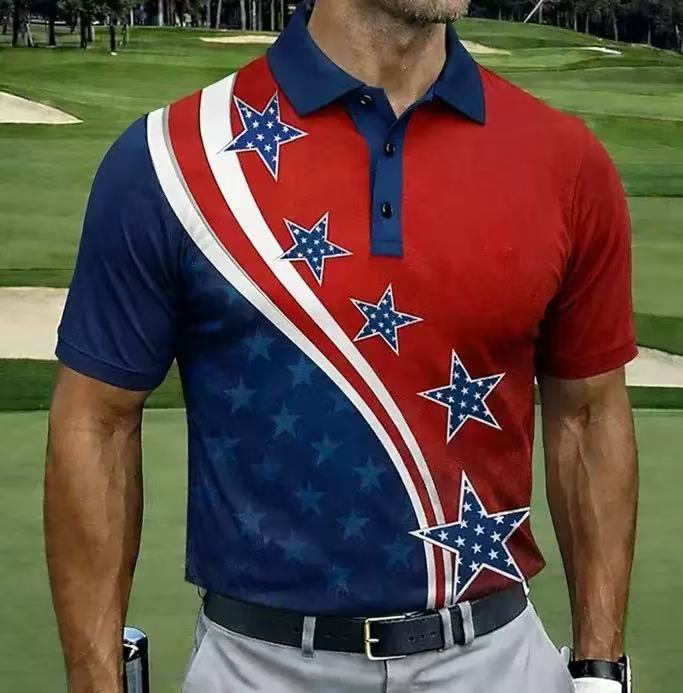 2026 Independent Station Summer Men's Casual Lapel POLO Shirt 3D Digital Printing Men's Outdoor POLO Shirt