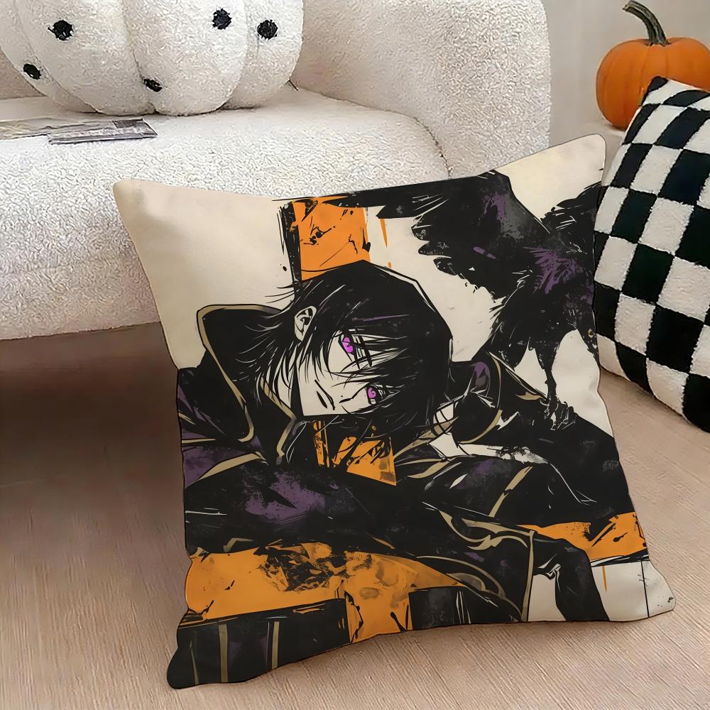 Anime CcODE GEASS Cushion Cover Natural Linen Double Sided Print Throw Pillow Case for Sofa Couch Home Decor