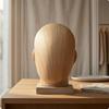Mannequin Head Wooden BaseGrain Finish Hairpiece Display Tabletop Hat Stand Wood Grain