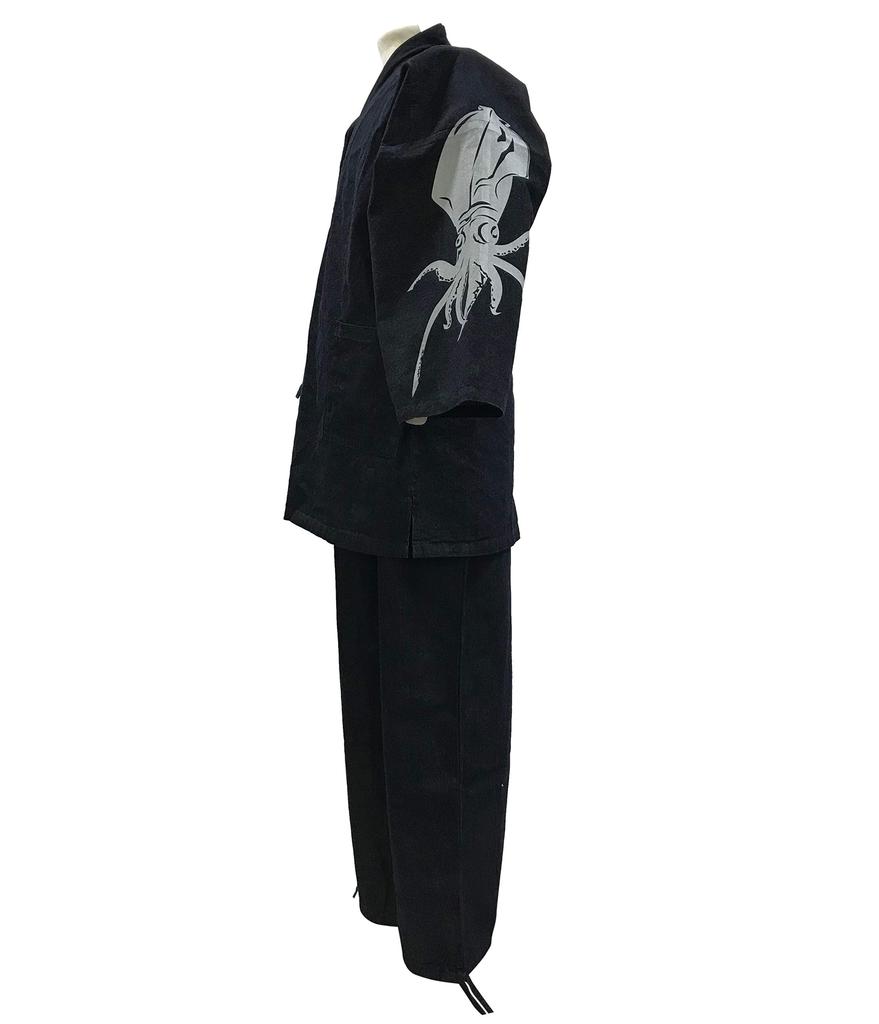 Samue denim fabric Sturdy yet soft Samue Plain Navy Original pattern Squid version [Edoten] (100% cotton) All-year Men's (L)