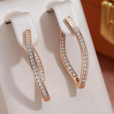 Orecchini da donna con pendente lungo in zirconi lucidi completamente pavimentati Accessori di moda per gioielli da sposa di lusso