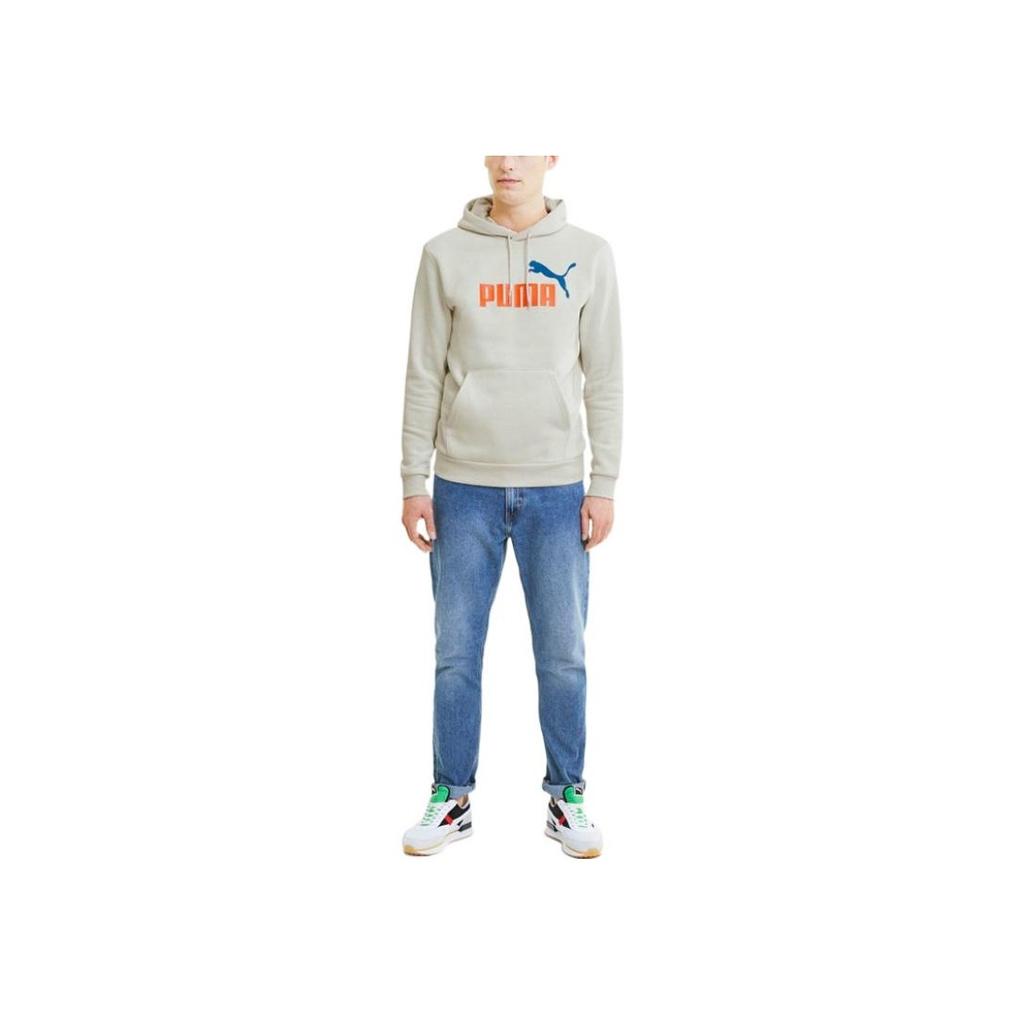 Puma Solid Color Logo Print Fleece-Lined Drawstring Casual Sport Hoodie Men Tops Grey 599051-55