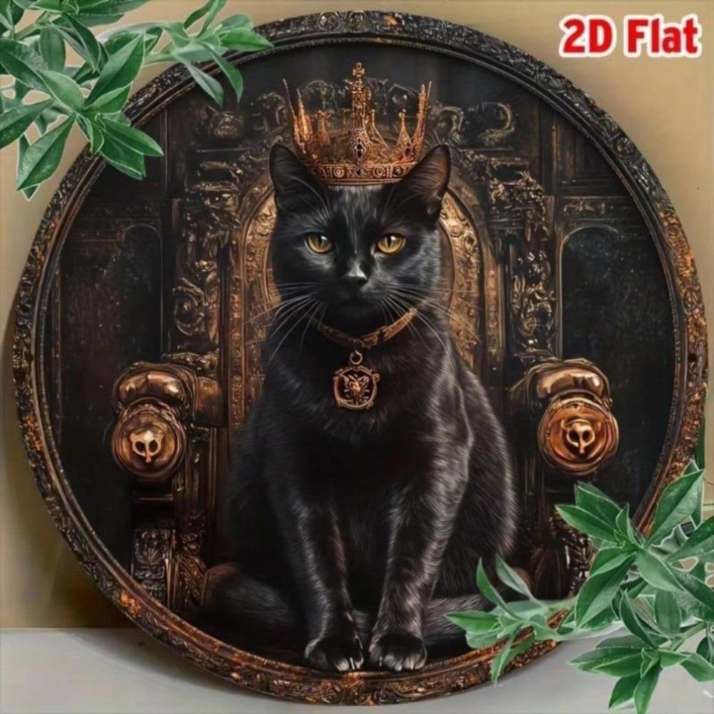 Metal Wall Art Black Cat Sign Vintage Style Kitchen Bar Decor Gift
