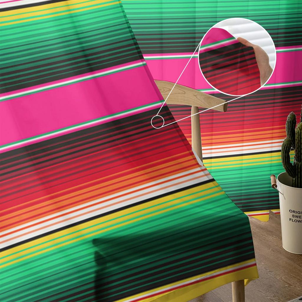 Bunte mexikanische Streifen Schlafzimmer transparente transparente Vorhänge Urlaub Dekoration Fenster Voile Tüll Vorhang