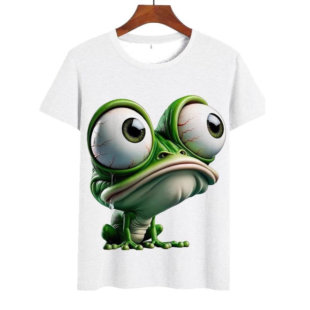 Herr T-shirt med 3D-tryck, kortärmad, rundhalsad, tröja, avslappnad topp