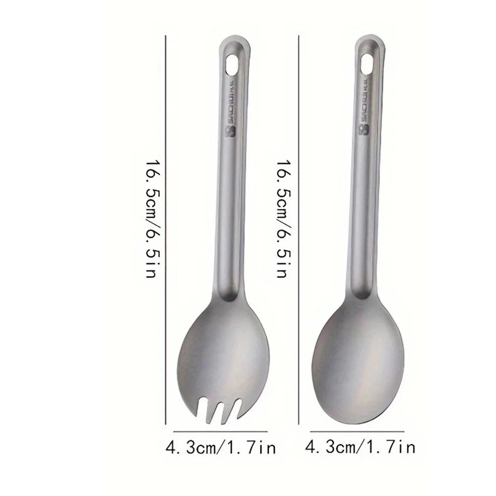Camping Titanium Spork Spoon Outdoor Lightweight Fork Tableware Portable Picnic Hiking Travelling Ultralight Dinnerware 1PC