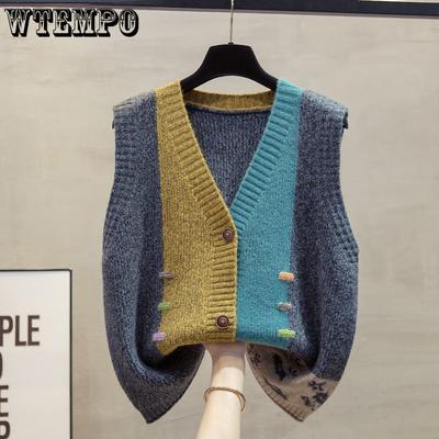 Damen V-Ausschnitt Strickweste Frühling und Herbst Locker Oberbekleidung Tanktop Pullover für Damen
