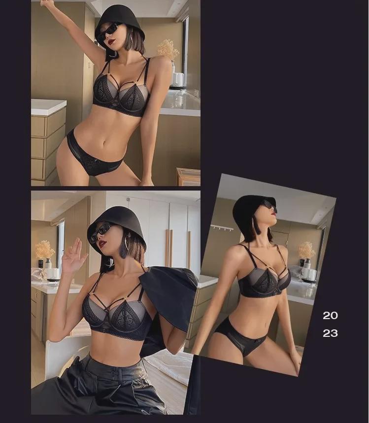 Sexy Lace Push-Up Bra Set with Strap Design for Enhanced Look