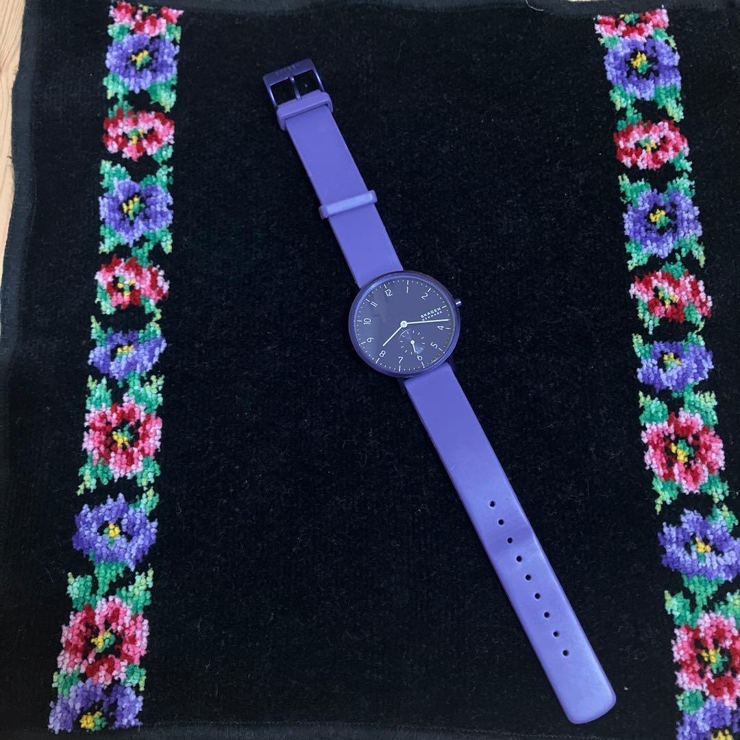 Used SKAGEN Watch Purple Silicone Strap