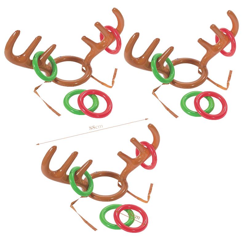 DIY Xmas Kids Gift Christmas Game Inflatable Funny Reindeer Antler Hat Ring Toss Navidad Natal New Year Outdoor Inflated Toys