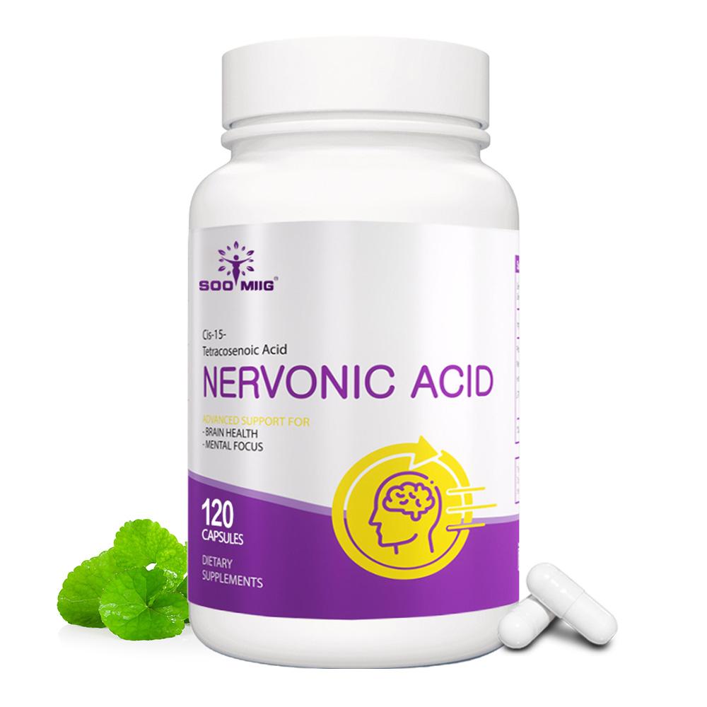 Acid Nervonic Acid Cis-15-Tetracosenoic Formula Avansată pentru Sănătatea Creierului, 120 de Capsule Supliment Alimentar 120PCS white