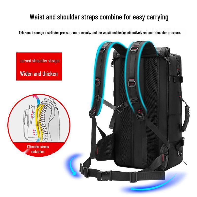 Men's Large Waterproof Travel Backpack with Wet/Dry Separation and Multifunctional Design, Ideal for Outdoor and Mountaineering Activities.