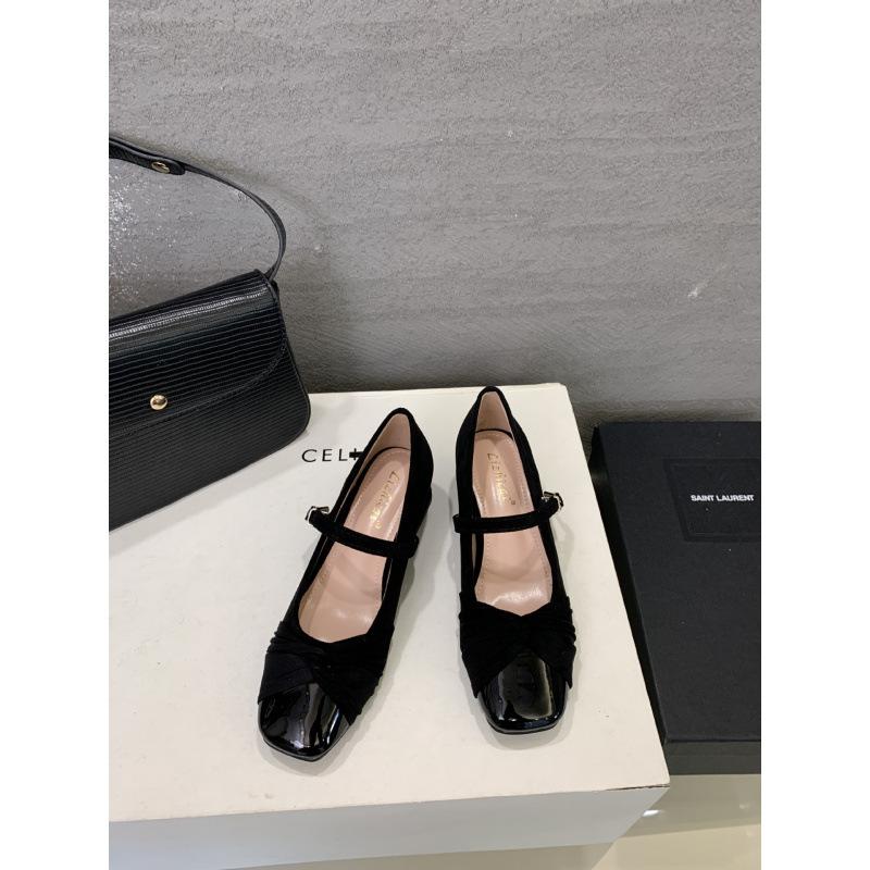 Grov hæl fransk kveldsbris firkantet tå Mary Jane enkeltsko damesko 2025 nye middelhælede damesko