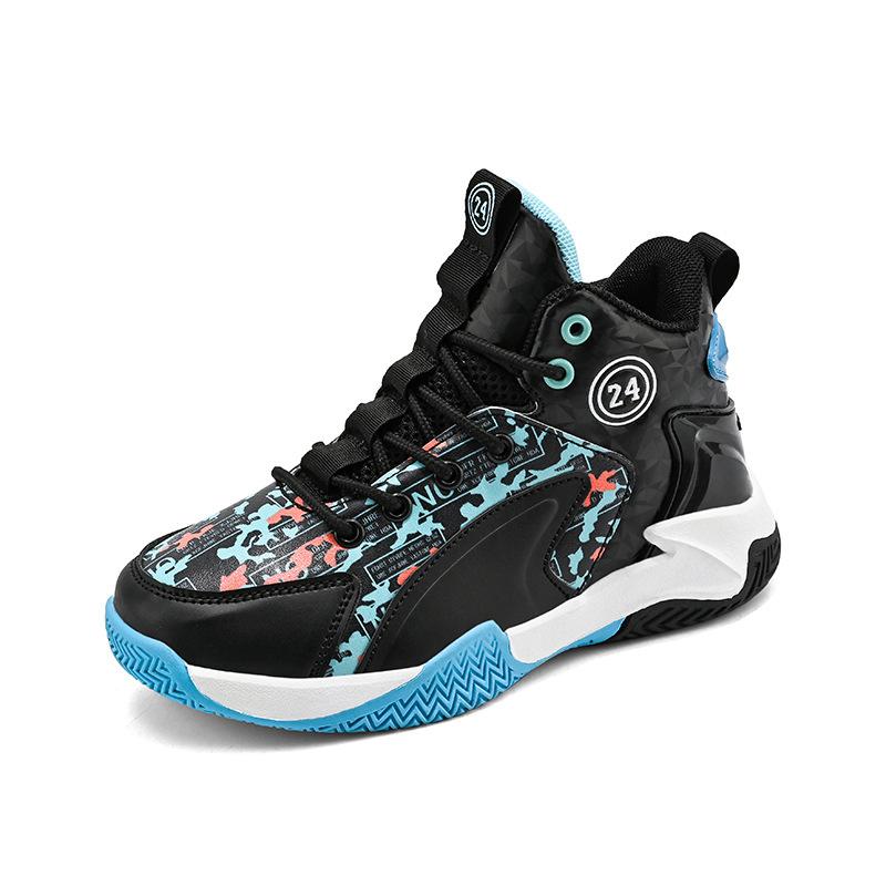 Children's basketball shoes spring and autumn new leather waterproof boys' sports shoes friction sound youth training shoes