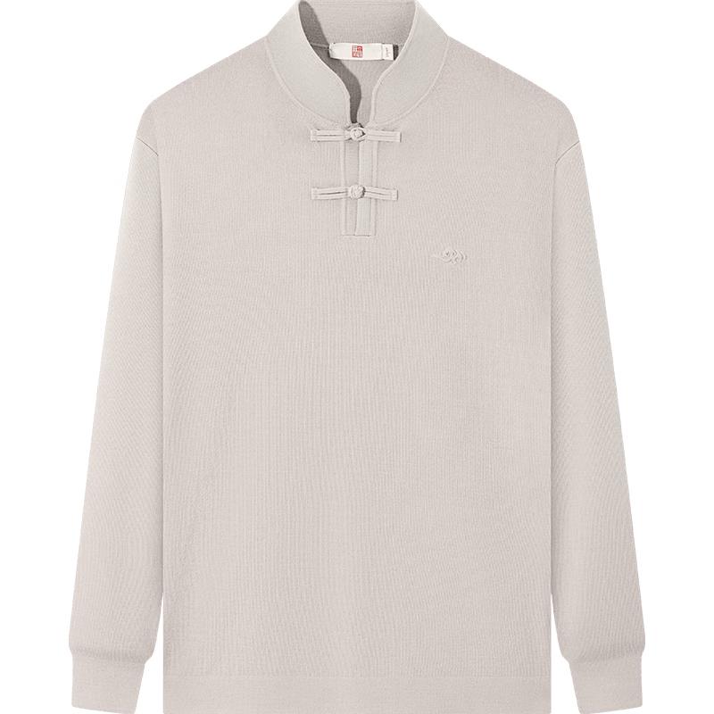 

Men s New Chinese Style Wool Blend Pullover with Stand-Up Collar & Frog Buttons L