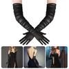 Extra Long Crinkled Sheer Gloves Elegant Vintage Costume Accessory Long Gloves For Weddings Parties Halloween