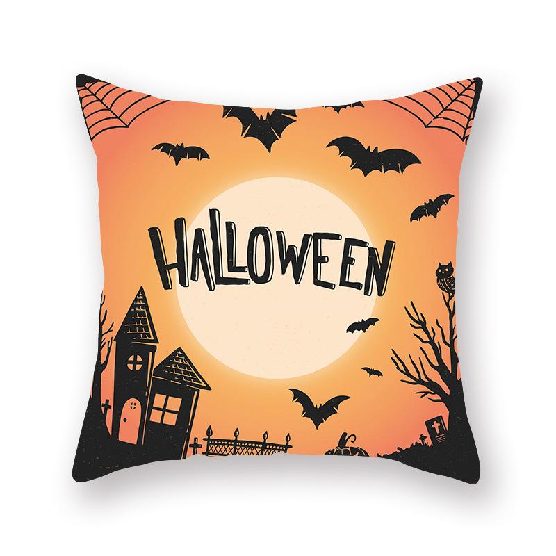 Halloween Pillow Cover Cartoon Pumpkin Head New Peach Skin Cushion Cover Sofa Cushion