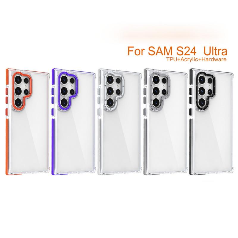 

Прозрачный акриловый корпус телефона для Samsung S24 Ultra S23 Plus S21 FE A55 A54 A35 A34 A25 A15 A14 5G Цветная рамка Тонкий противоударный защитный чехол
