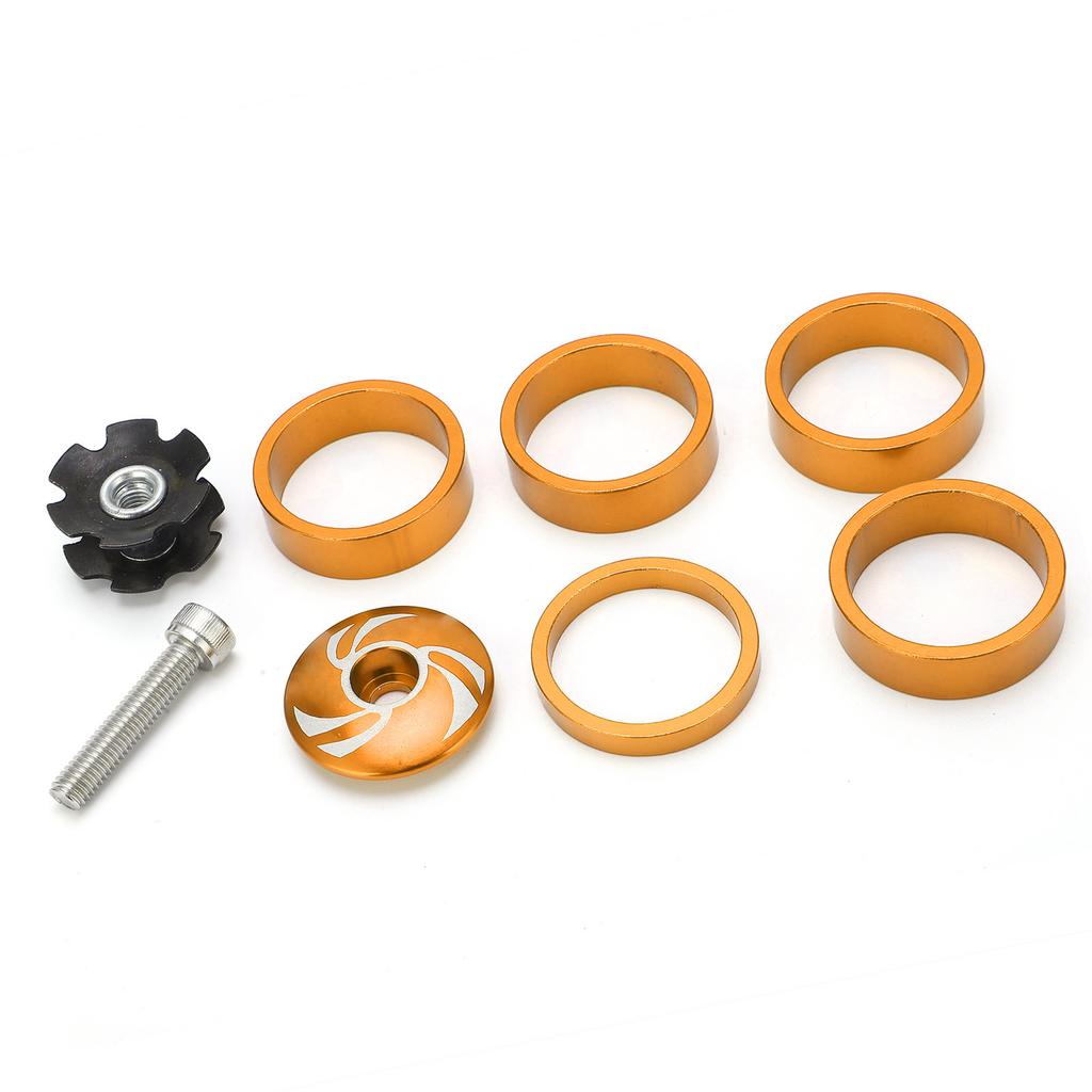 Bike Headset Front Fork Top Cap and Star Nut with Aluminum Screw Set for Fixed Cog 5410T SetGold