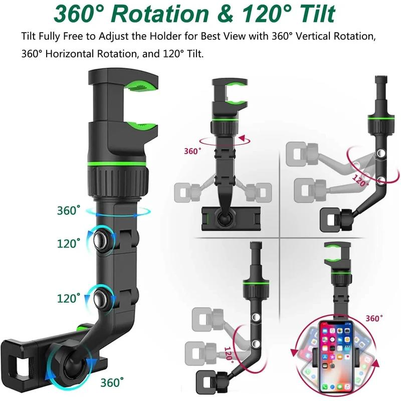Suport Telefon Oglindă Retrovizoare LANGJING pentru Mașină, Suport Telefon Rotativ 360°, Suport GPS Universal Toate Smartphone-urile