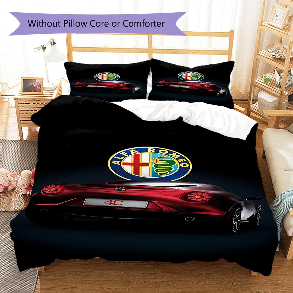 Alpha Romeo Pattern Bedding,Quilt Set Quilt Cover Pillowcase Home Birthday Gift (1 * duvet cover + 2 * pillowcase, without core)