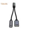 USB-C OTG Lade- und Datenadapterkabel 2-in-1 100 W PD Typ C auf USB 2.0 Konverter Schnelle Ladung und 5 Gbit/s Datenübertragung Nylon geflochten Überspannung