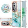 For Oppo Reno11 Pro 5G (Global) Case with Ring Kickstand Marble Pattern Electroplating TPU Back Cover