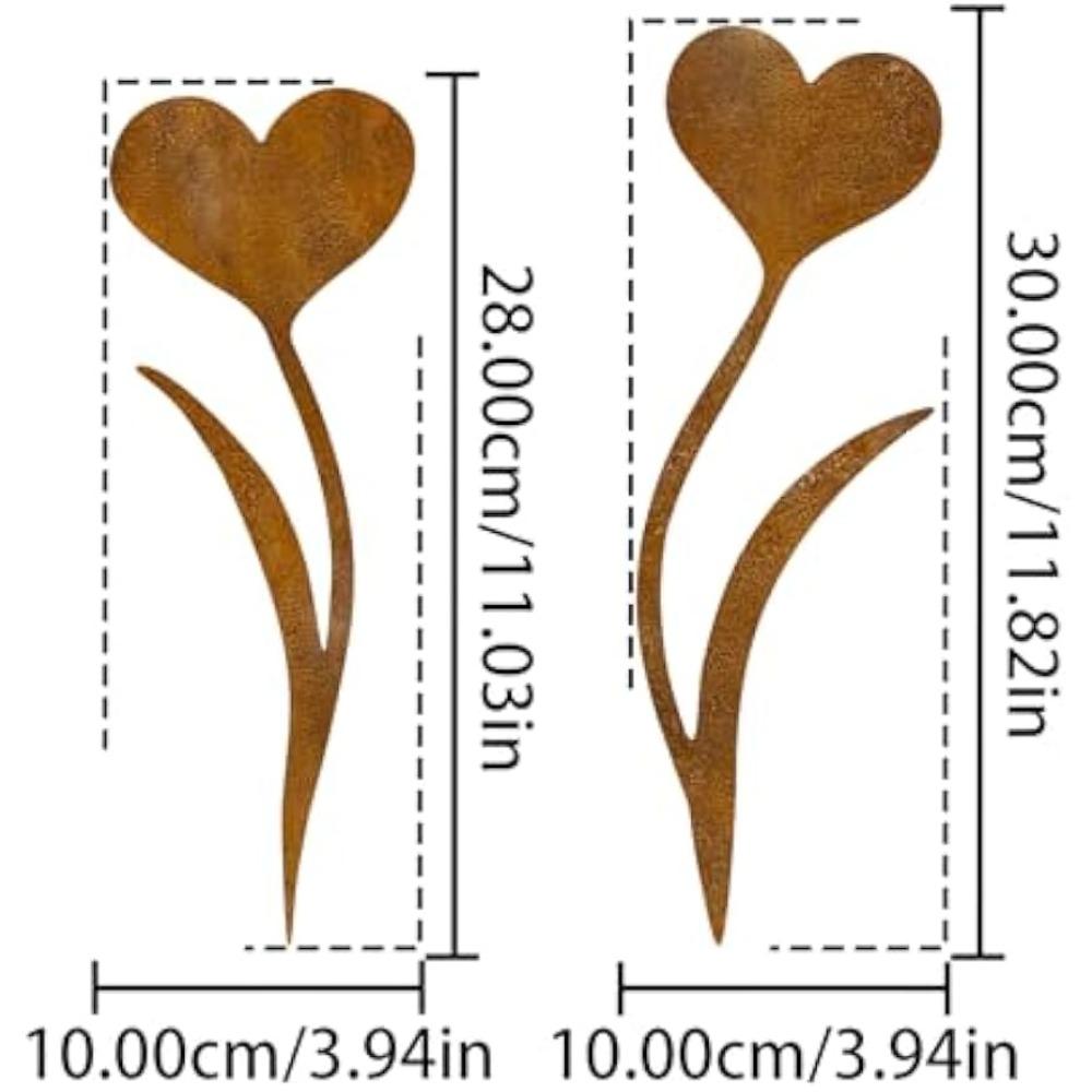 Rustic Wrought Iron Garden Stake Heart Bird Animal Yard Art Outdoor Metal Decor Courtyard Ornament Gift