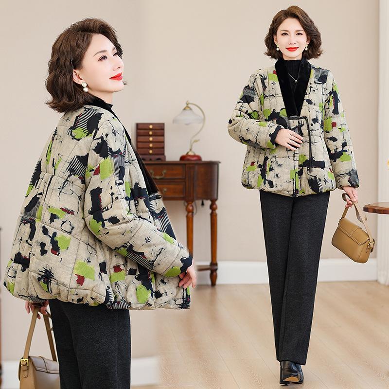 National style buckle new Chinese cotton jacket women's 2025 new winter jacket thickened warm retro padded jacket