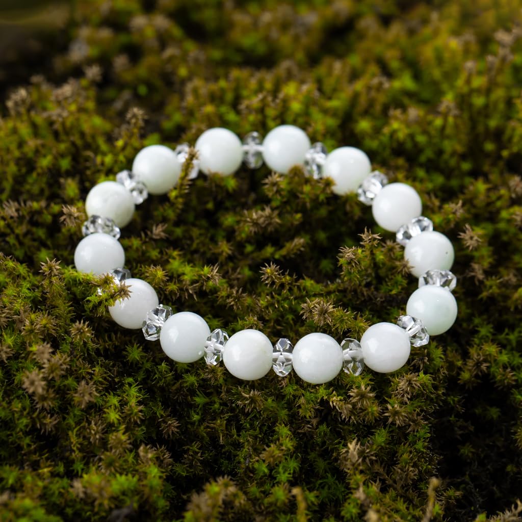 13cm Itoigawa Natural Jadeite White with Japanese National Jomon Power Stone Jadeite Workshop Special Paulownia Wood Quality Guarantee ABR0901 (8mm