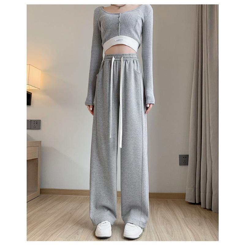 White Sweatpants for Women In Spring and Autumn Summer New Banana Pants High Waist Drooping Wide-leg Slimming Straight Casual Sweatpants